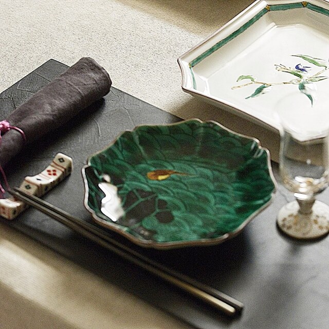 九谷焼 瑛生 文様木瓜皿(5絵柄5枚セット) 九谷美陶園 九谷