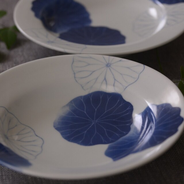 〔受注制作品〕島村ナナ　蓮の葉紋様　リム６寸皿＊納期6～9か月