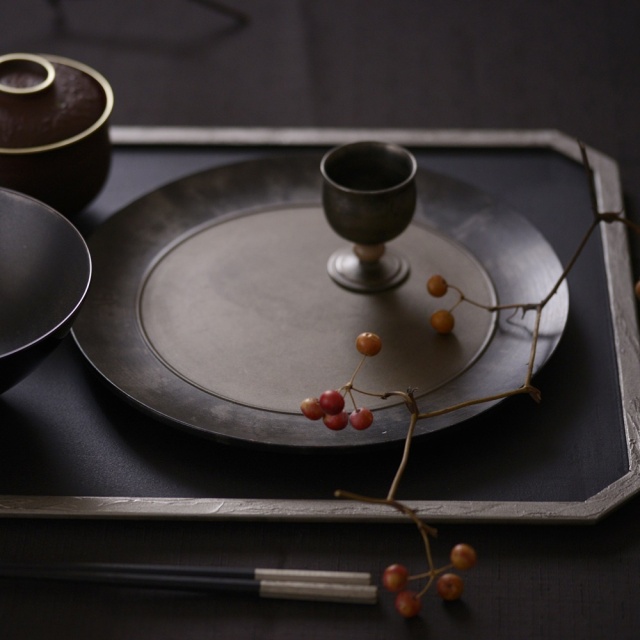 冨樫孝男｜錫ヘラ目｜トレイ｜漆器｜作家もの和食器通販通販 IVORY