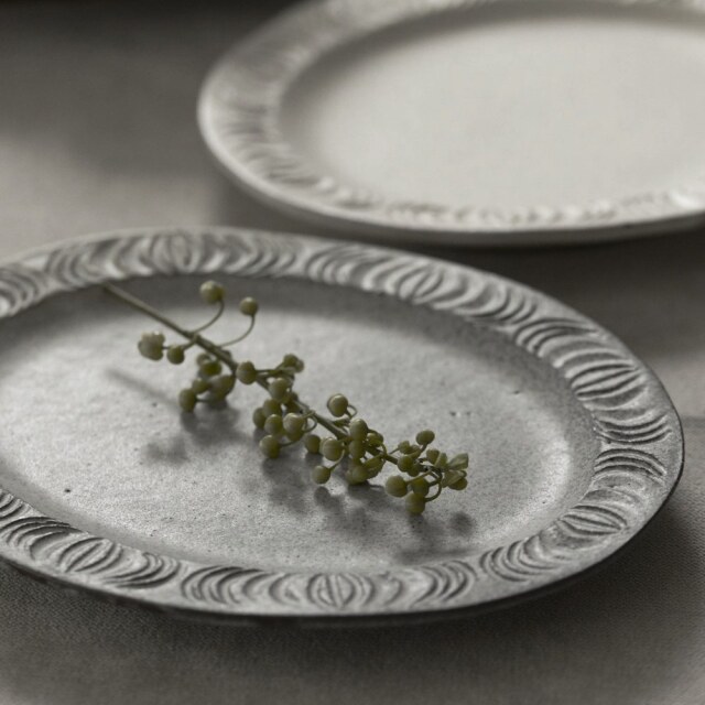 [受注制作品]　村上直子　アンティークなオーバル皿　（納期　6～12か月）