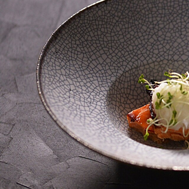 水野幸一 墨貫入 リム鉢小