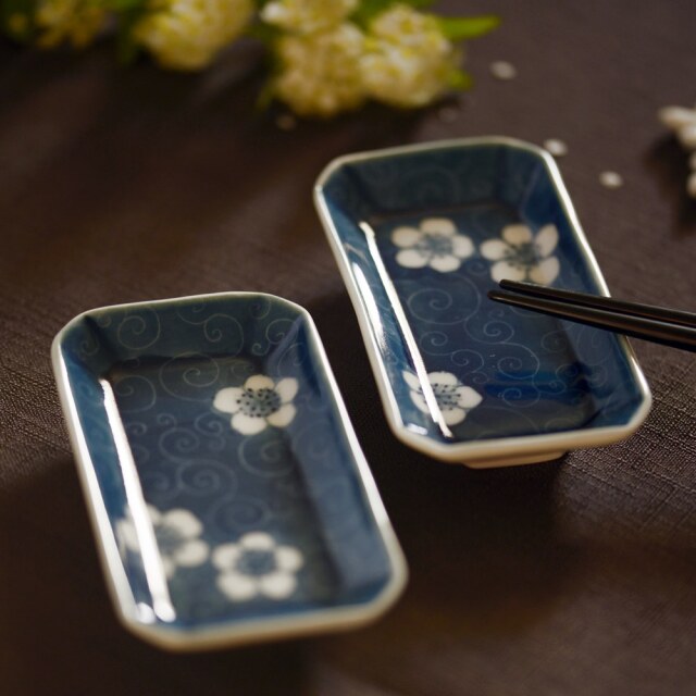 〔受注制作品〕島村ナナ 梅紋様細長豆皿　＊納期6～9か月
