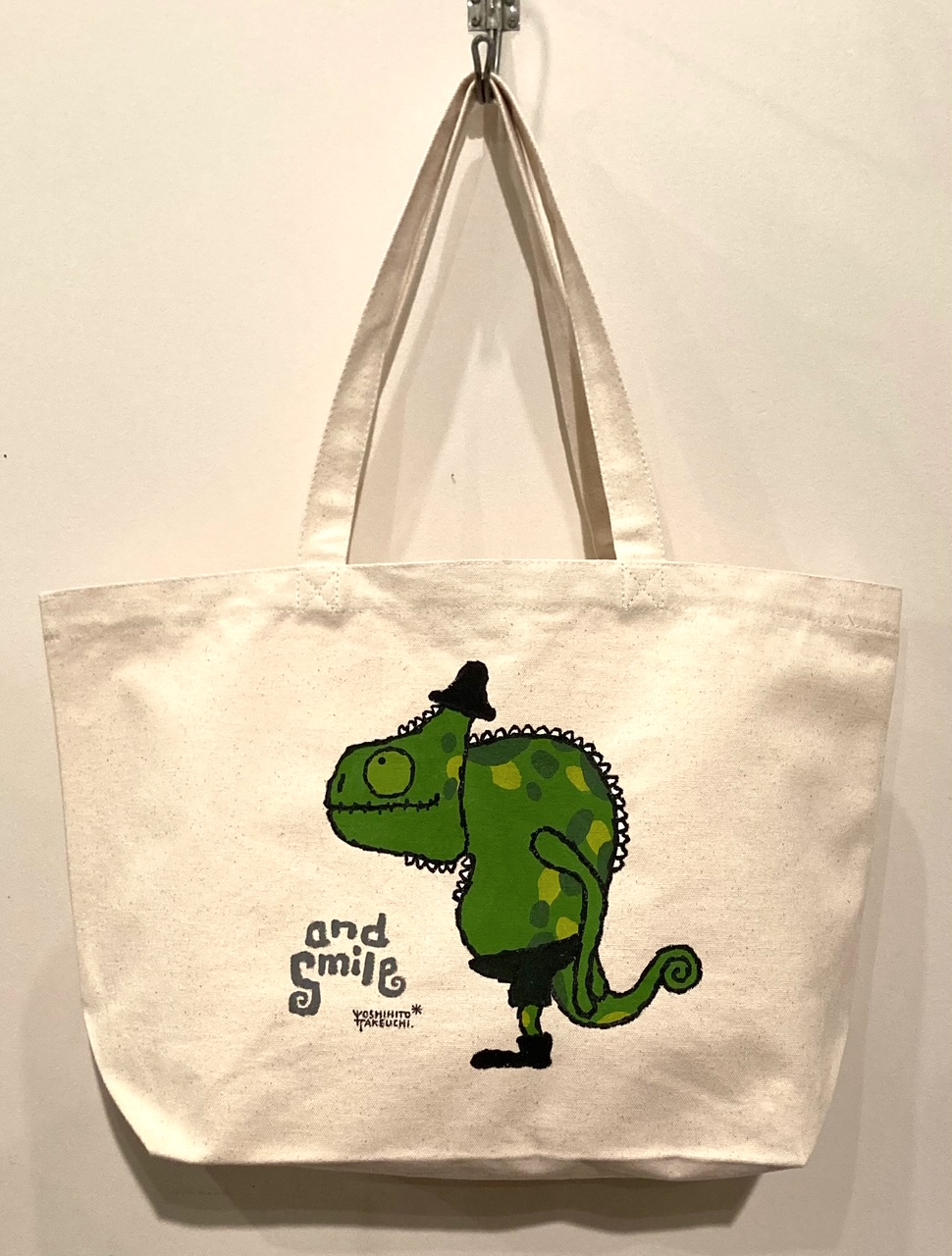 【ネットショップ限定作品】手描きトートバッグ・カメレオン/武内祐人[1点もの]