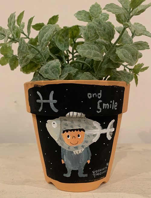 植木鉢 ＊着ぐるみちゃん12星座・うお座＊・手描き作品[武内祐人]