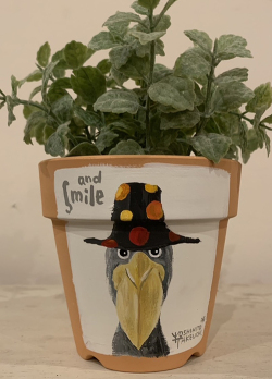 植木鉢 『ハシビロコウ』・手描き作品[武内祐人]