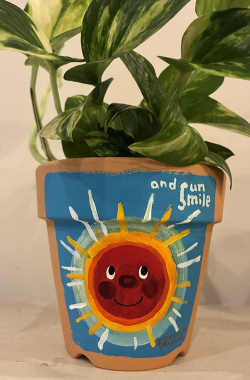 植木鉢 『太陽さん』・手描き作品[武内祐人]