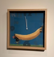 掛け時計・チンパンジー(バナナ帽子)[アイボリー・武内祐人]