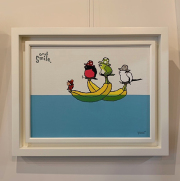 絵画作品・ painting12(テントウムシ・メジロ・ピンクロビン・シマエナガ)/武内祐人[1点もの]