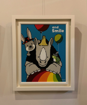 絵画作品・ painting17(サイ・ウサギ・トリ)/武内祐人[1点もの]