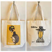 キャンバストートバッグ　ハリネズミ・ハシビロコウ　[アイボリー・武内祐人]