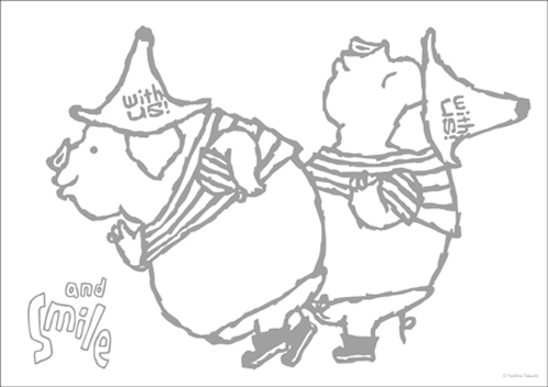 ダウンロード版 ぬり絵/ブタ　[アイボリー・武内祐人]