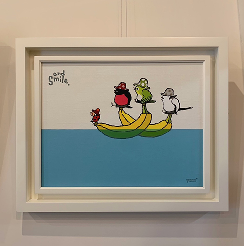 絵画作品・ painting12(テントウムシ・メジロ・ピンクロビン・シマエナガ)/武内祐人[1点もの]