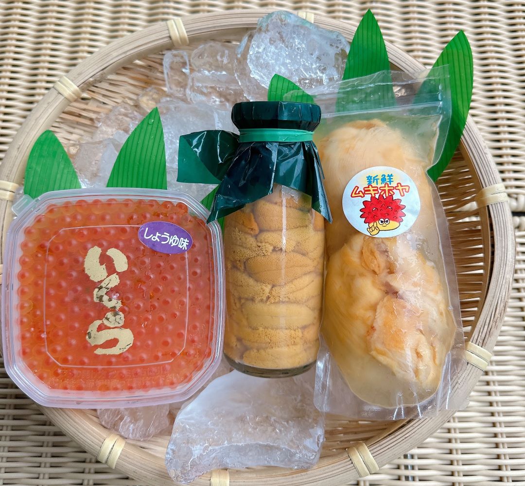 【生うに・ムキホヤ・いくら醤油味のセット】