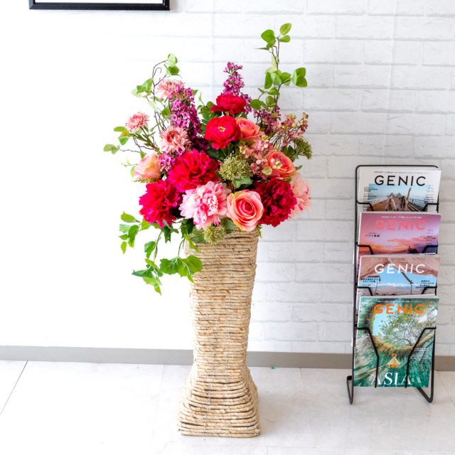 【立札無料】造花スタンド H約110cm / 開店祝い 開業祝い 祝い花 空間装飾 店舗装飾/PA466-BSK60WH