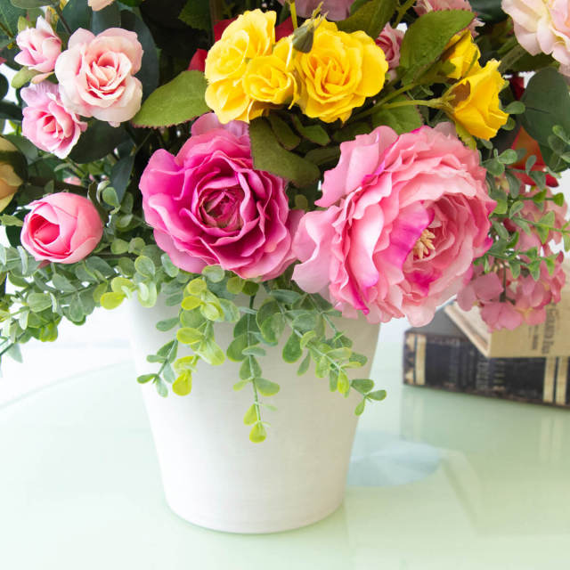 PAS075 造花アレンジメント/プラスチック合成樹脂鉢】フラワー