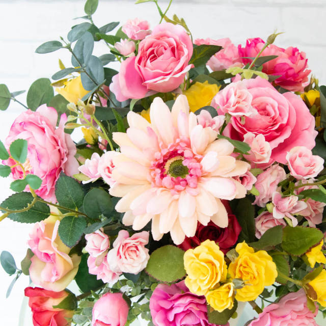 PAS075 造花アレンジメント/プラスチック合成樹脂鉢】フラワー