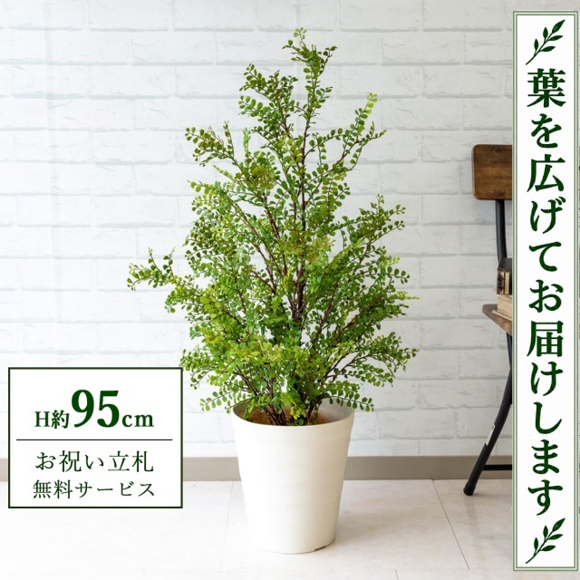 【すぐ飾れる】 フェイクグリーン シルクジャスミン H約95cm 鉢付き / 法人・開店祝い 店舗・オフィス装飾 空間演出 立札無料・造花/PG141-B240WH