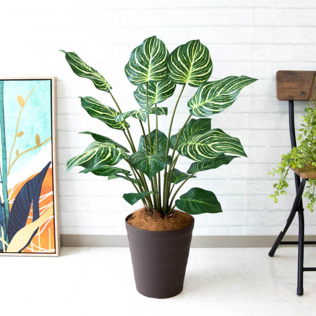 人工 観葉植物 フェイク グリーン ゼブラポット H約90cm 店舗 装飾