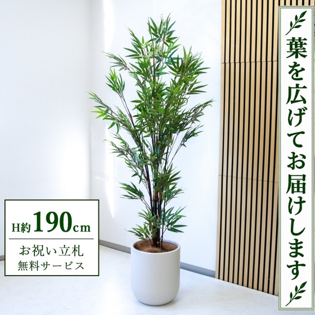【すぐ飾れる】 フェイクグリーン 黒竹 H約190cm 大型 鉢付き / 法人・開店祝い 店舗・オフィス装飾 空間演出 立札無料・造花/PG229-CHC33IV