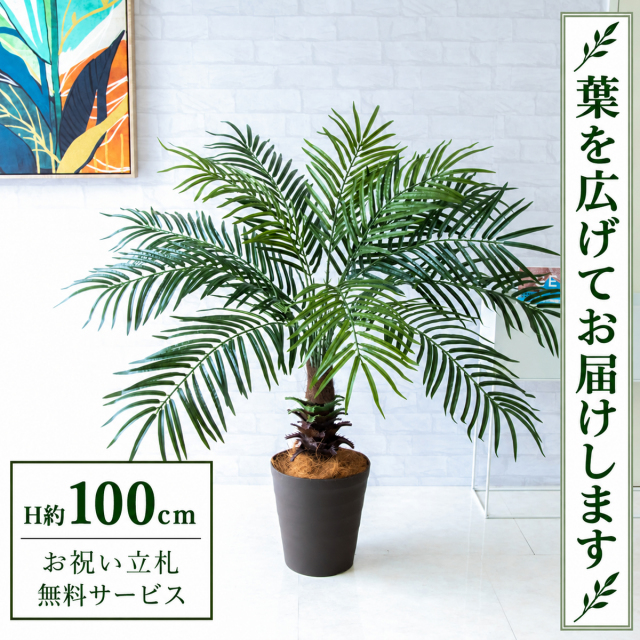 【すぐ飾れる】 フェイクグリーン フェニックス パームツリー ヤシの木 H約100cm 鉢付き / 法人・開店祝い 店舗・オフィス装飾 空間演出 立札無料・造花/PG241-B240BR