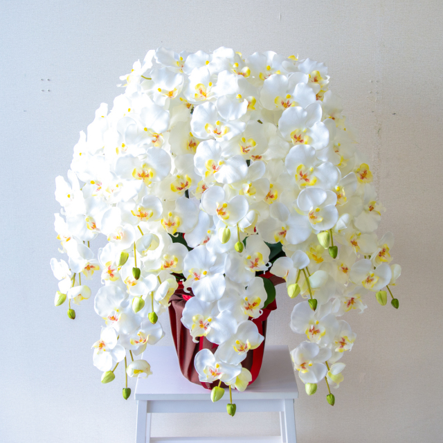 お花白に変更オーダー 造花 胡蝶蘭/7本立ち/白/H約95cm/フェイク 開店祝い 開院祝い 開業祝い