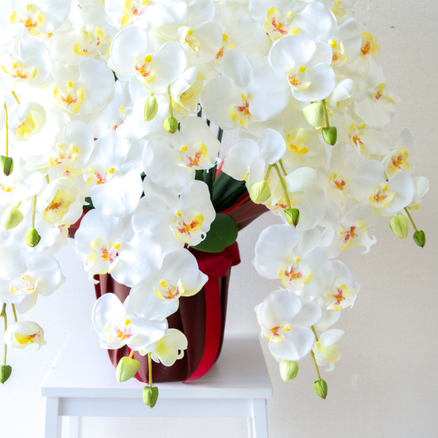 造花 胡蝶蘭/7本立ち/白/H約95cm/フェイク 開店祝い 開院祝い 開業祝い