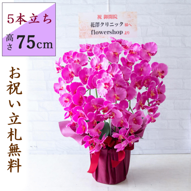造花 胡蝶蘭/5本立ち/紫(パープル)/H約75cm/フェイク 開店祝い 開院祝い 開業祝い 新築祝い 開店花 お祝い花 鉢植え 立札無料 プレゼント 贈答 就任 栄転 昇進 お祝い ギフト 移転 就任【PK502-PURWRAP】