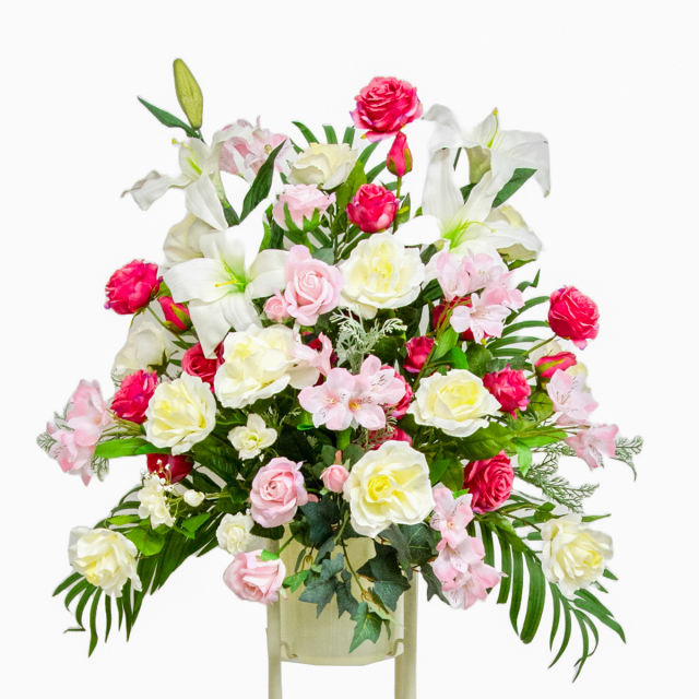 ホワイトスタンド花　アーティフィシャルフラワー ホワイトスタンド花 アーティフィシャルフラワー