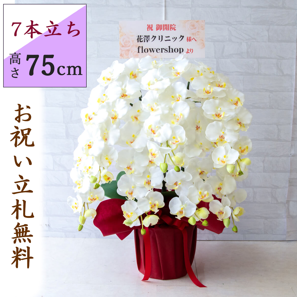 造花 胡蝶蘭/7本立ち/白(ホワイト)/H約75cm/フェイク 開店祝い 開院祝い 開業祝い 新築祝い 開店花 お祝い花 鉢植え 立札無料 プレゼント 贈答 就任 栄転 昇進 お祝い ギフト 移転 就任【PK701-REDWRAP】