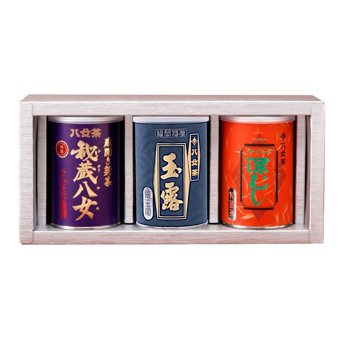 【G-229・ユヌチ】特選秘蔵八女・玉露銀・マイルド深むし特選 100g×3缶