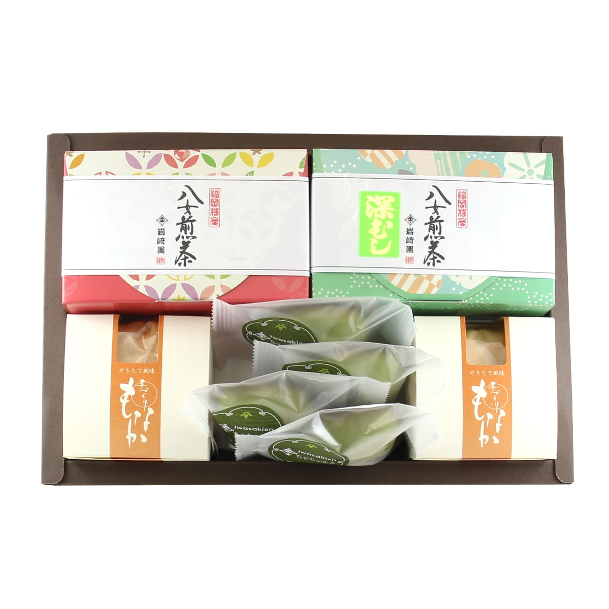 【G-732】ちゃちゃまる4個・手作りもなか2個・上級煎茶・深むし茶(60ｇ詰)ギフト