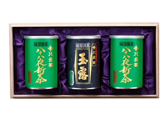 【G-210・アヌ】八十八夜新茶・玉露銀 100g×3缶木箱ギフト