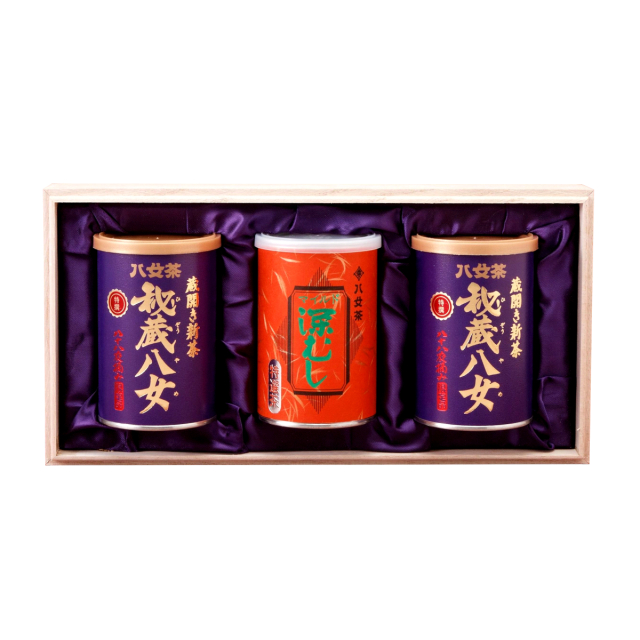 【G-231・シチ】特選秘蔵八女GC・マイルド深むし特選 100g×3缶木箱