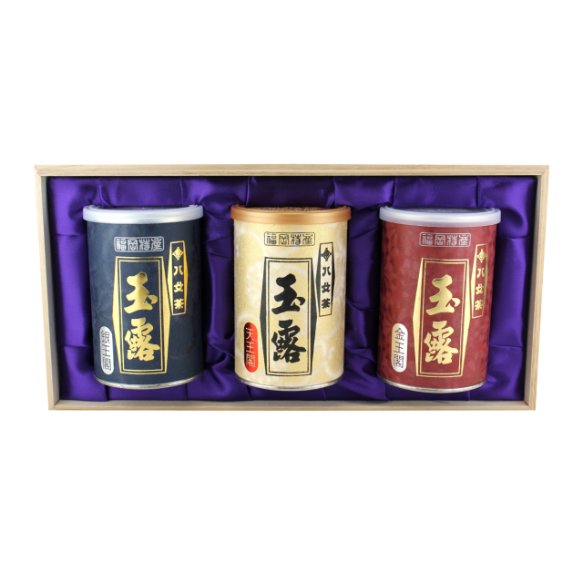 【G-241・ヲルヌ】玉露天・玉露金・玉露銀 100g×3缶木箱ギフト