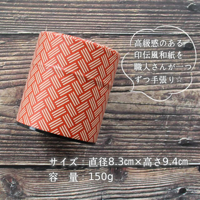 印伝和紙缶・赤説明