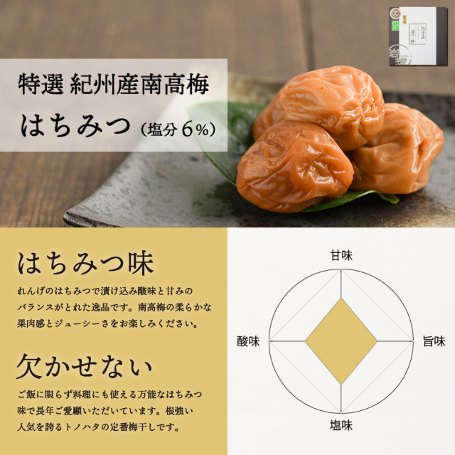 塩分6％のおいしい梅干し はちみつ味600g｜梅干・南高梅のお取り寄せは