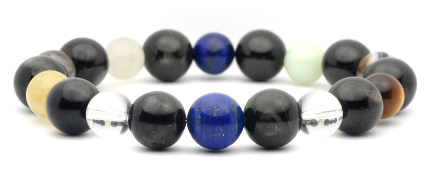 万能ブレス（ハイパーシーン・ラピス・タイガーズアイ・アイアゲート・ヒスイ・ムーンストーン・Sアゲート・ルチルクォーツ・クリスタル）2309