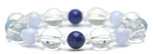夏色ブレスレット（クリスタル・ラピス・ブルーレースアゲート・エンジェライト） 2319