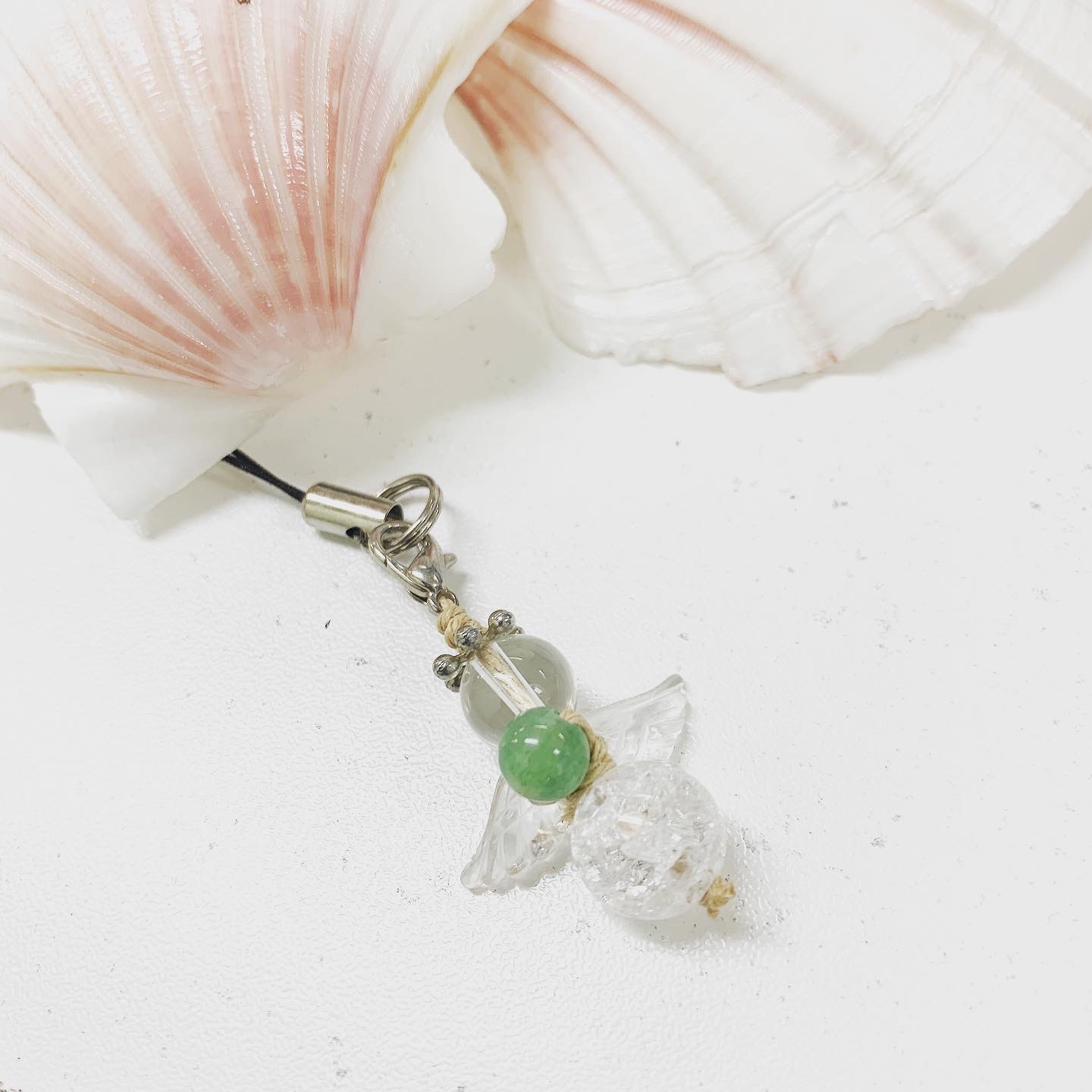 agate 10kグリーンクォーツチャーム K10クォーツ／シェルチャーム｜ネックレスチャーム｜アガット