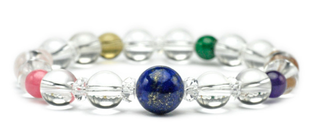 シルバースーパーパワーブレスレット(クリスタル・ラピス・アメジスト・タイガアイ・Ｒクロサイト・マラ・シトリン・Ｒクォーツ）2103C