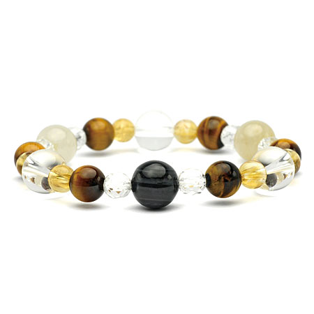 金運UPブレスレット（アイアゲート・ルチルクォーツ・クリスタル・タイガーズアイ・シトリン） 2268