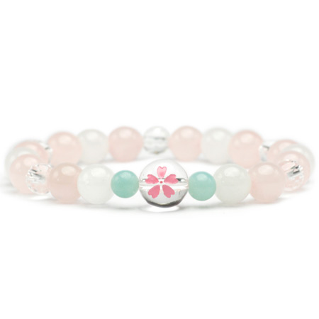 桜クリスタルブレスレット（クリスタル・ローズクォーツ・スノークォーツ・アマゾナイト） 2280