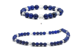 ラピスクリスタルブレスレット＆ネックレスセット  9518