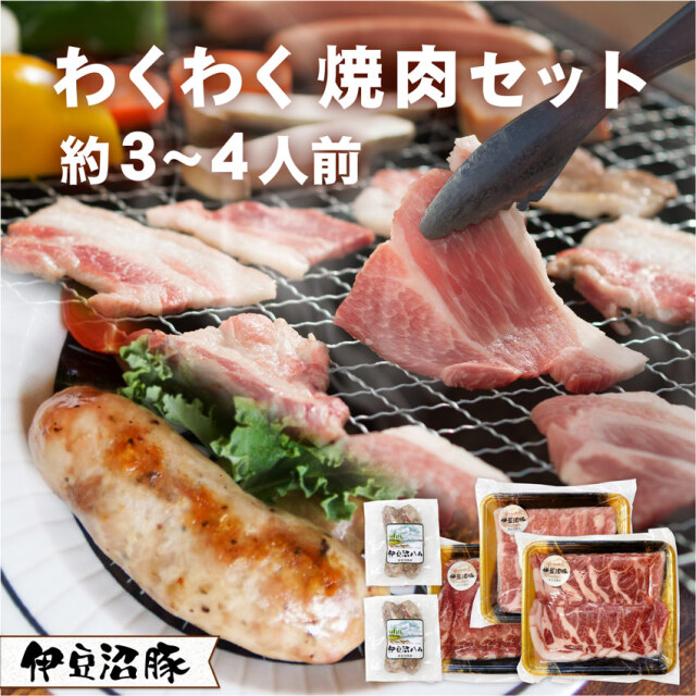 伊豆沼豚 わくわく焼肉セット 約3〜4人前 (精肉650g・フランク4本)