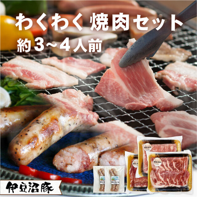 伊豆沼豚 わくわく焼肉セット 約3〜4人前 (精肉650g・フランク4本)