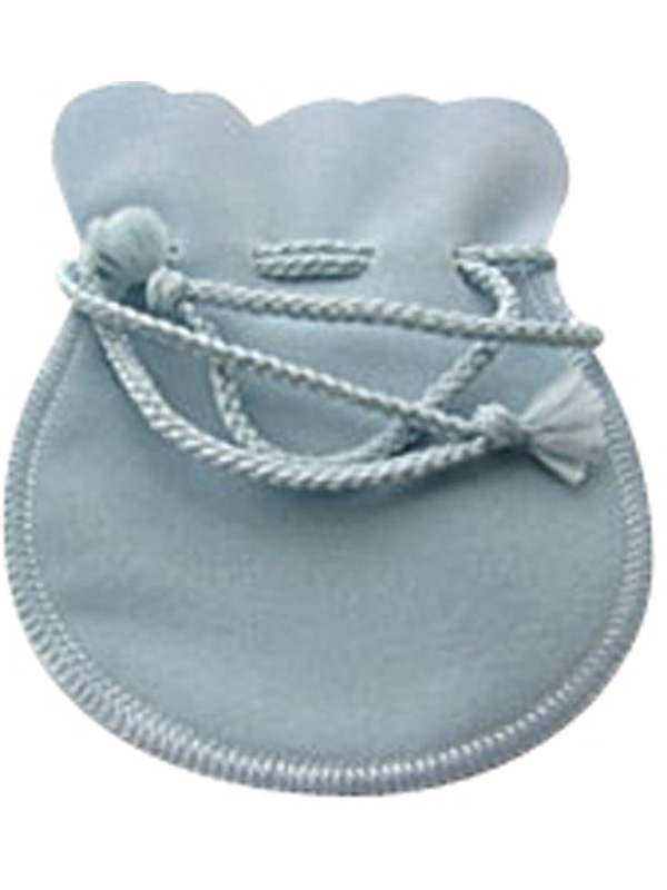 ジュエリーポーチ パウダーブルー スエード調 巾着袋 アクセサリーポーチ 携帯用 ラージ大サイズ   [jk20050523-03]