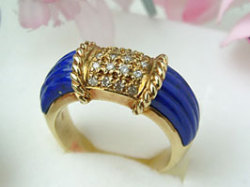 Ｋ１８　ラピスラズリ・ダイヤモンド・リング［１８金指輪］♪