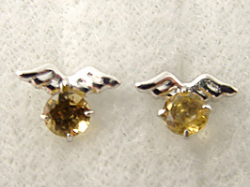 11月の誕生石シトリンK14WG(ホワイトゴールド)ピアス