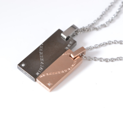 【zero】【zero】サージカル ステンレス ローマ数字 円周率 ハート ダイヤモンド  ペア ネックレス　ペアネック silver black