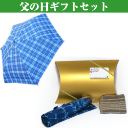 父の日 ギフトセット プレゼント 強風対応 傘 （ 懐かしい チェック 模様 ） ハンカチセット y170078